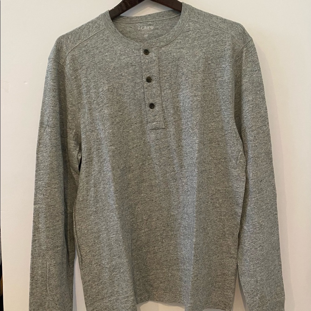 JCrew Grey Quarter Zip Button Up Long Longsleeve (Size M)